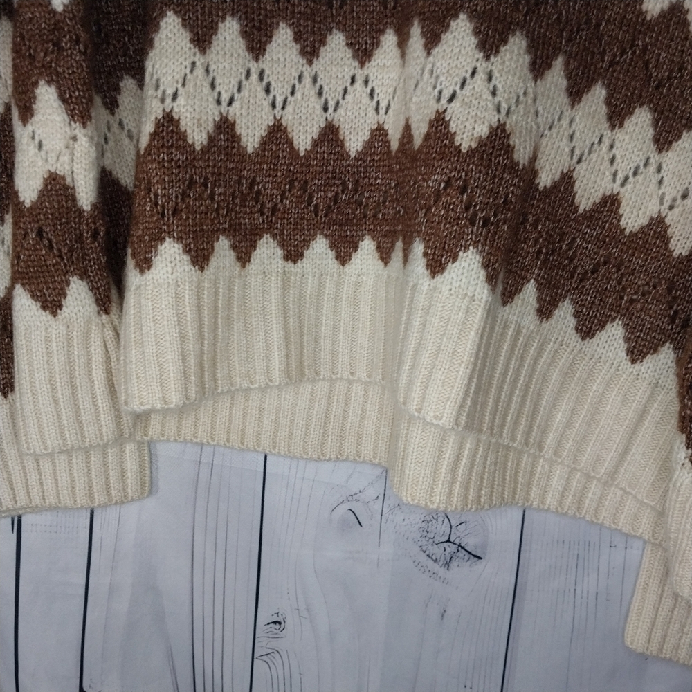 a.n.a a New Approach V-Neck Sweater in Cream and Brown Size XL NWT - Picture 9 of 15
